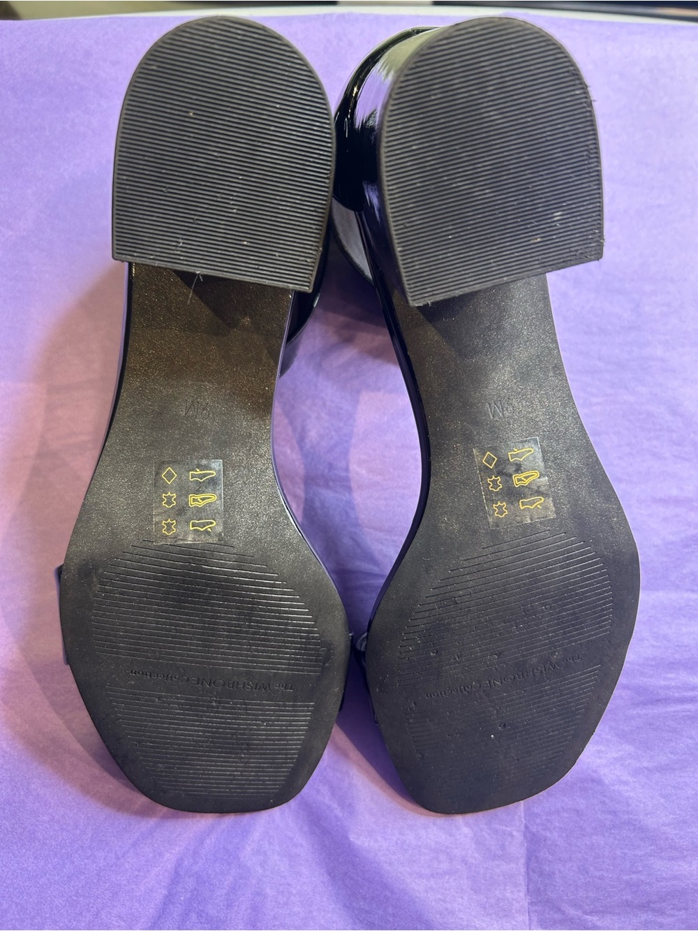 The Wishbone Collection Black Patent Ankle-Strap Heels with Block Heel - Picture 5 of 7